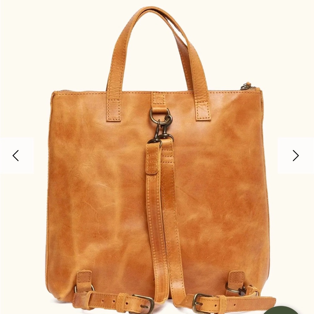 Able Leather Convertible Backpack Tote in Cognac Brown - Picture 8 of 9